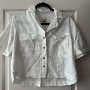 Universal Thread Button Linen White Top, XS